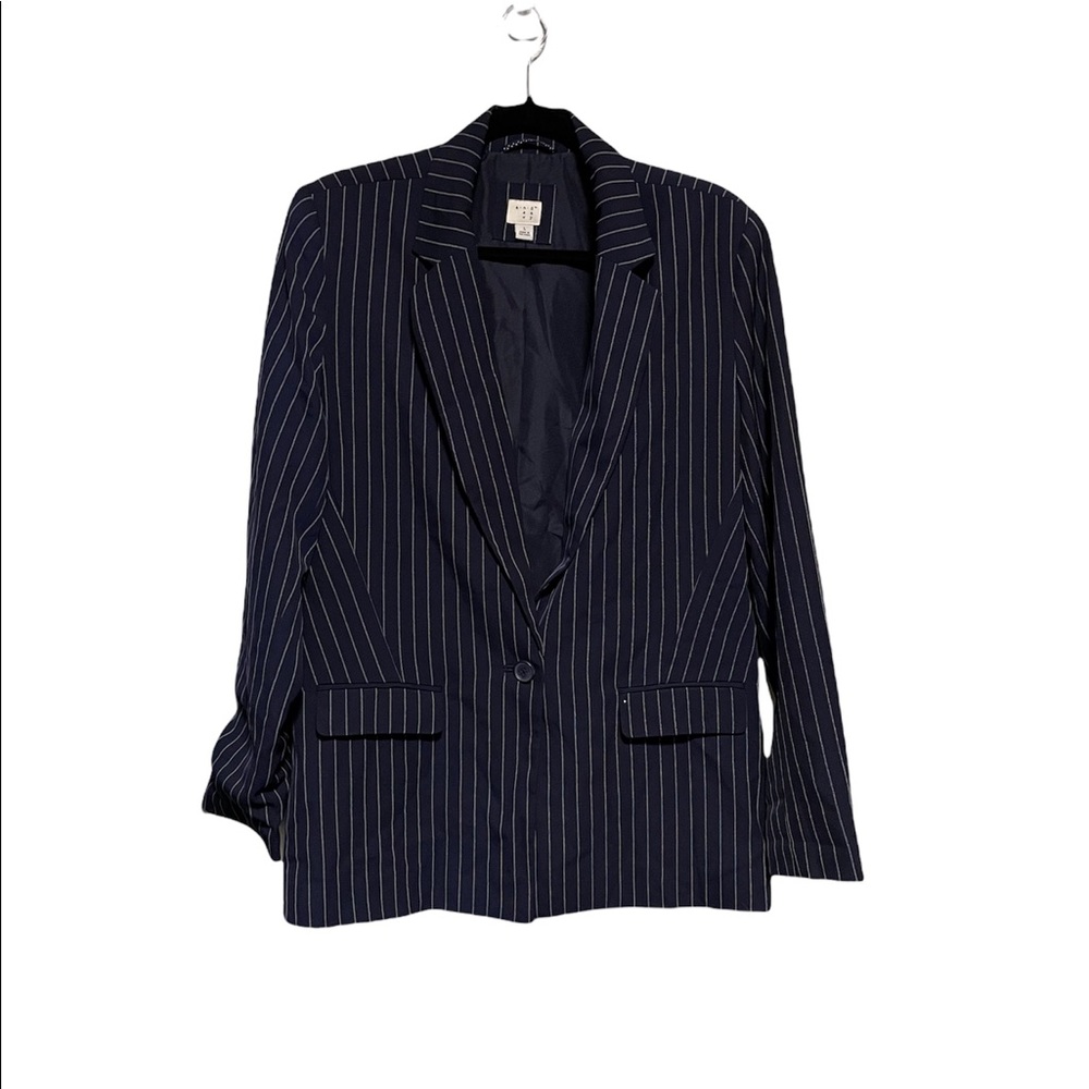 Navy & White Striped Blazer